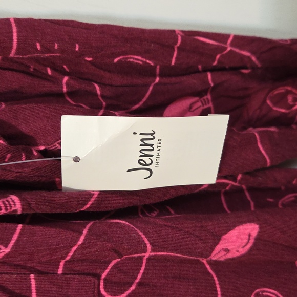 Nwt Jenni Women's Long Sleeve Dress in Burgundy and Pink Pajama Shirt - Picture 4 of 4